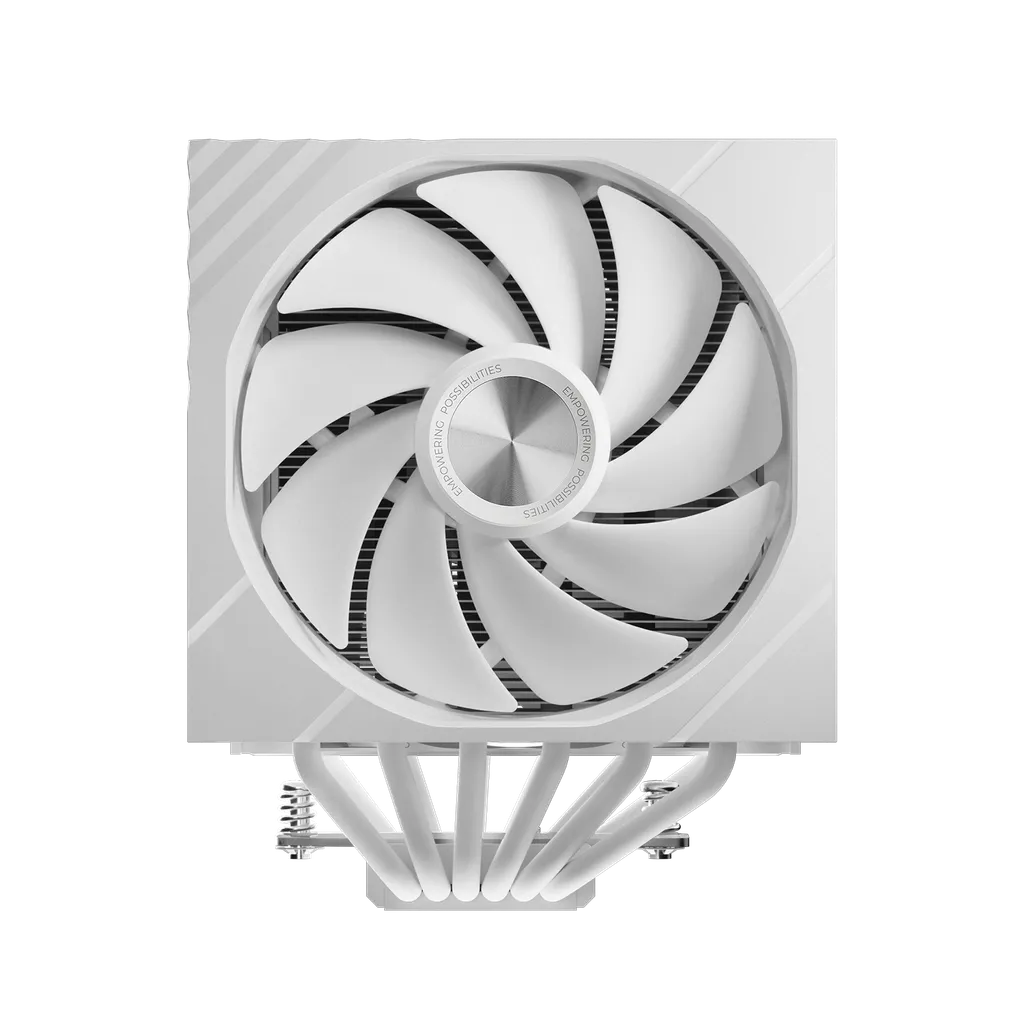 白色 TURRIS 620 正面,ROTA 風扇與熱導管